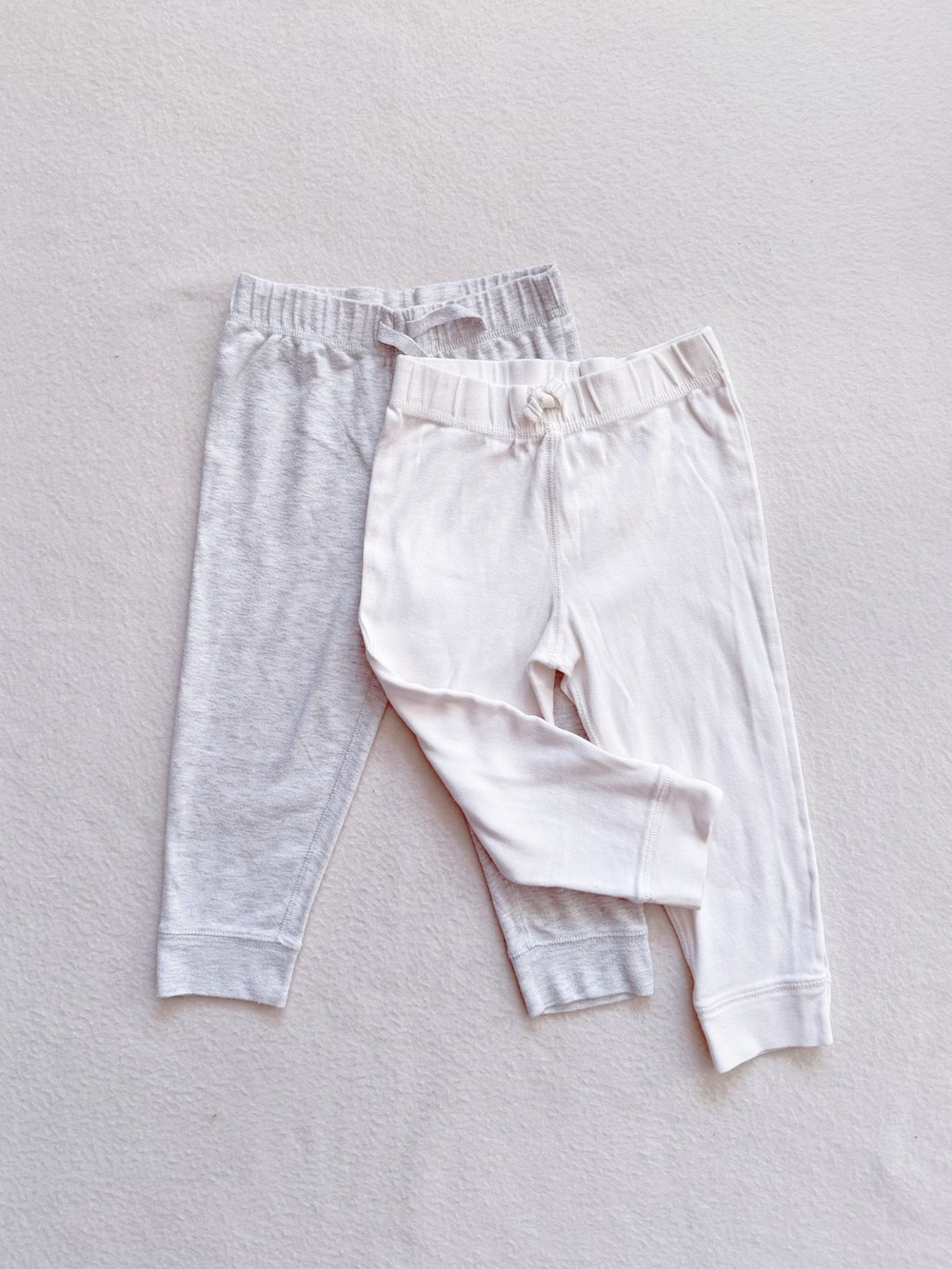 4/$22 Carter's 2pc Toddler Elastic Waist Knit Pants Off White Grey Cotton 24M